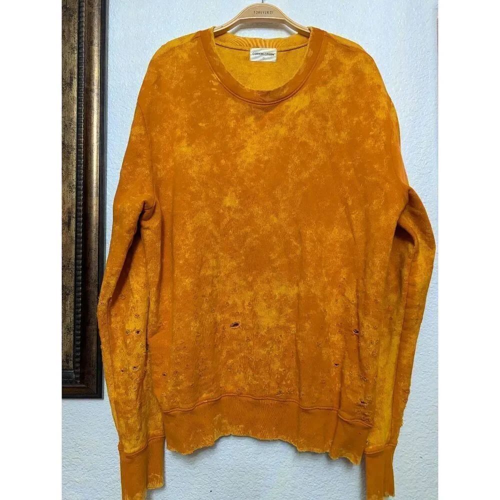 Cotton Citizen sweatshirt distressed orange color